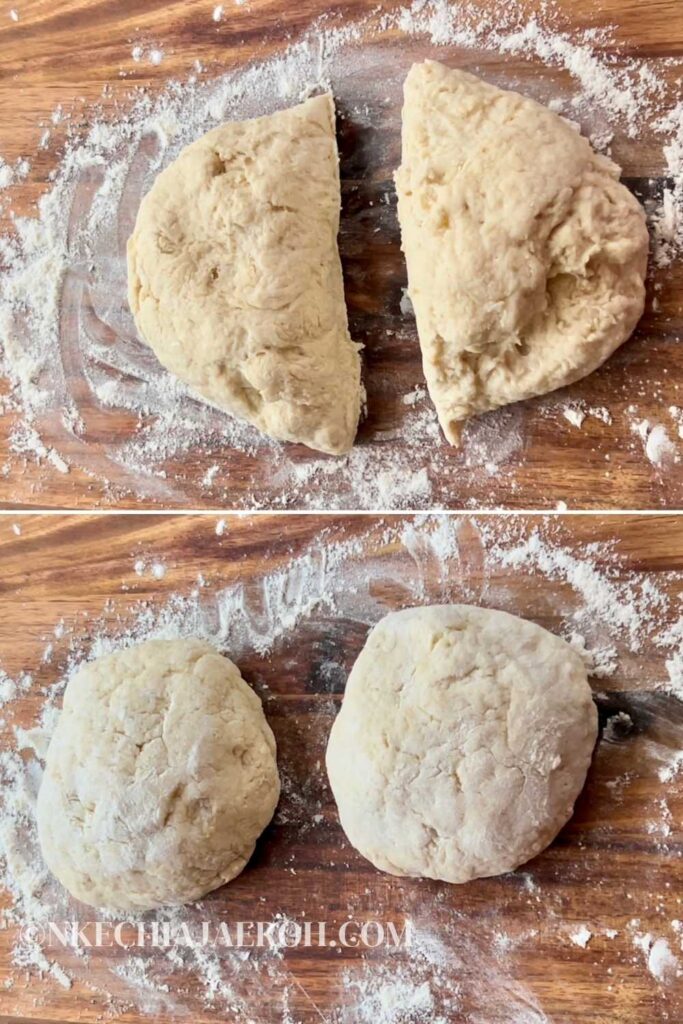 Step three: Divide dough into two; form each into a round loaf.