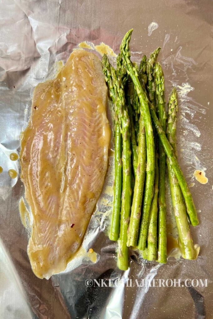 Air Fryer Swai Fish Asparagus Packet (OnePot Recipe) Nkechi Ajaeroh
