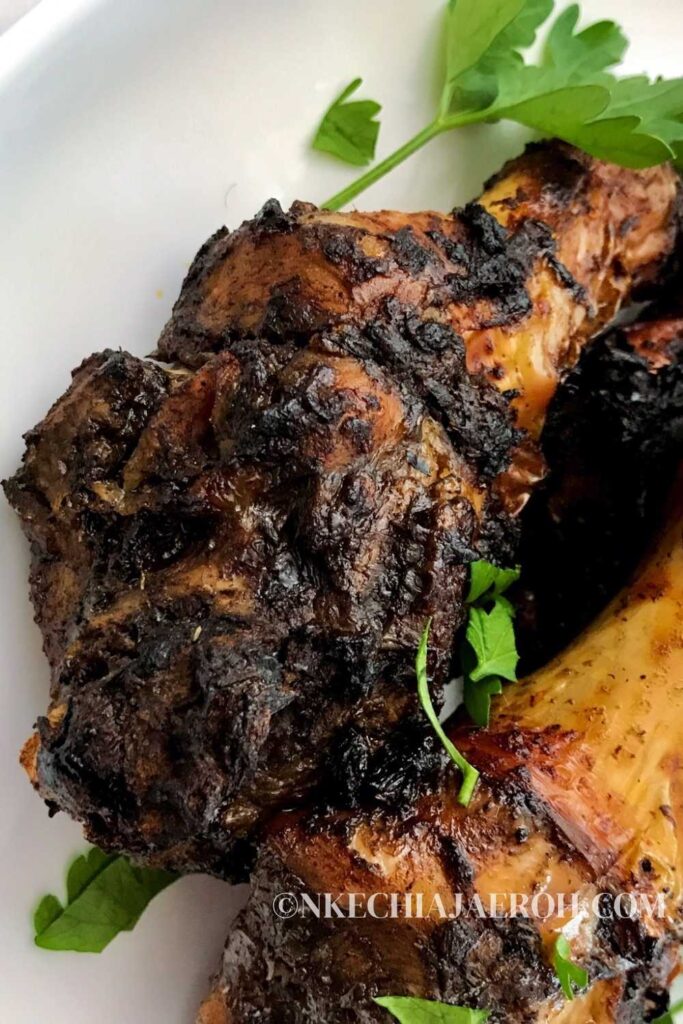 The most flavorful, lips-smacking jerk chicken drumsticks are marinated in jerk seasoning and cooked in the air fryer. They are crispy on the outside, moist, and tender on the inside. These air fryer jerk chicken legs are spicy (obviously, from the jerk marinade), tasty, easy to make, and great for meal prep. These keto air fried jerk chicken legs are hot, spicy, and flavorful! Easily make jerk chicken drumsticks in air fryer with jerk seasoning. #jerk #jerkchicken #Jerkchickendrumsticks #chickendrumsticks #Chickenrecipe