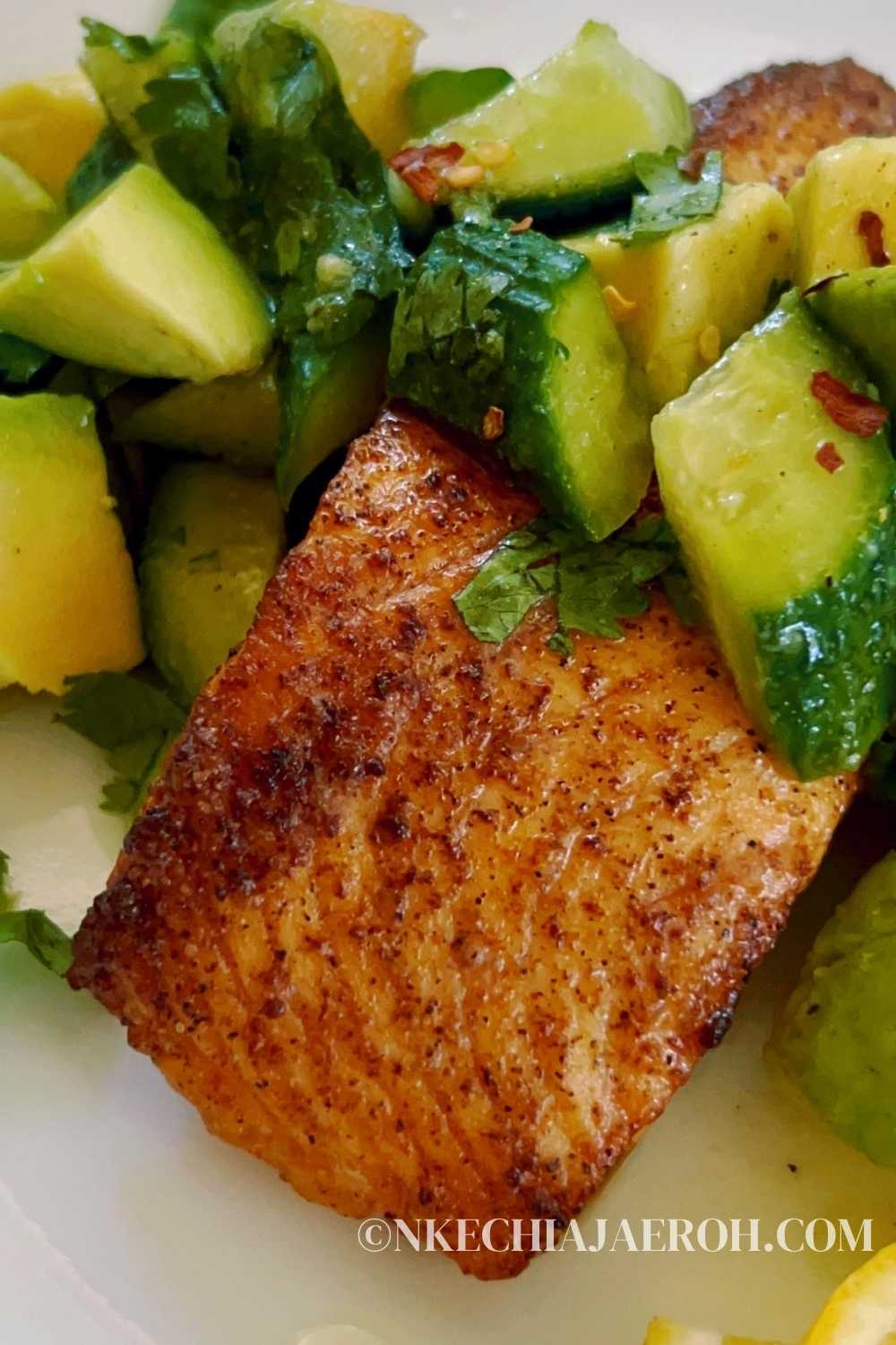 Cajun Air Fryer Salmon with Avocado and Cucumber Nkechi Ajaeroh