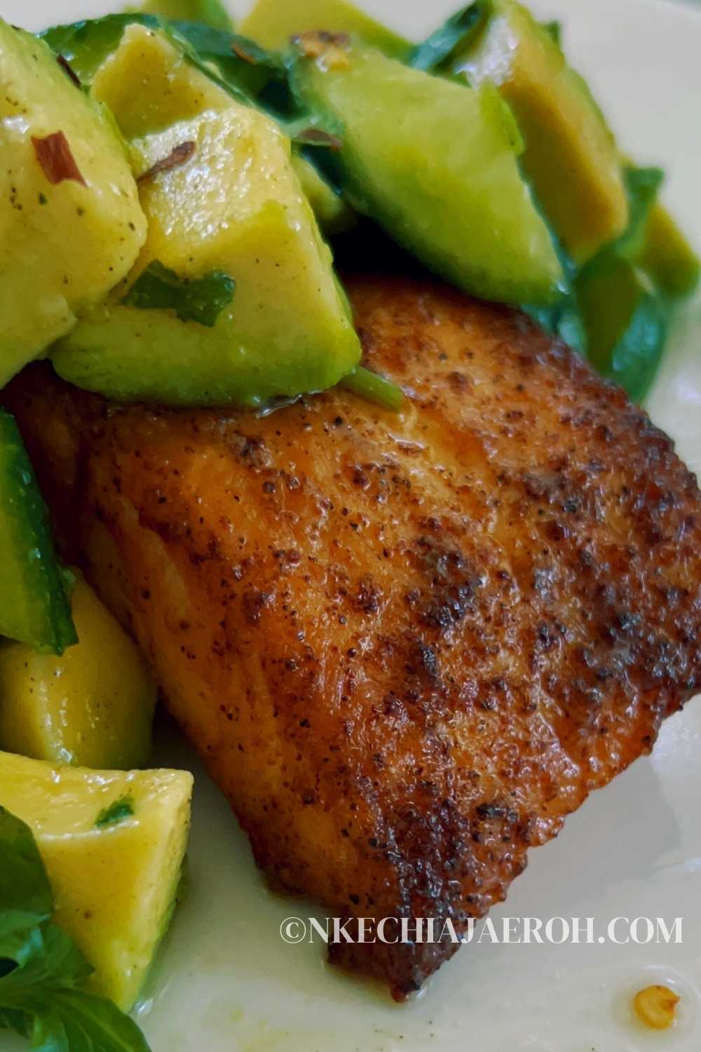 Cajun Air Fryer Salmon with Avocado and Cucumber Nkechi Ajaeroh