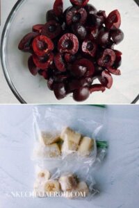 While this recipe is quick and easy, you will need to plan ahead before making it. Freeze your bananas and cherries. You can buy the cherries frozen, which will save you a step. Ensure the cherries and bananas are frozen at least a day or in advance.