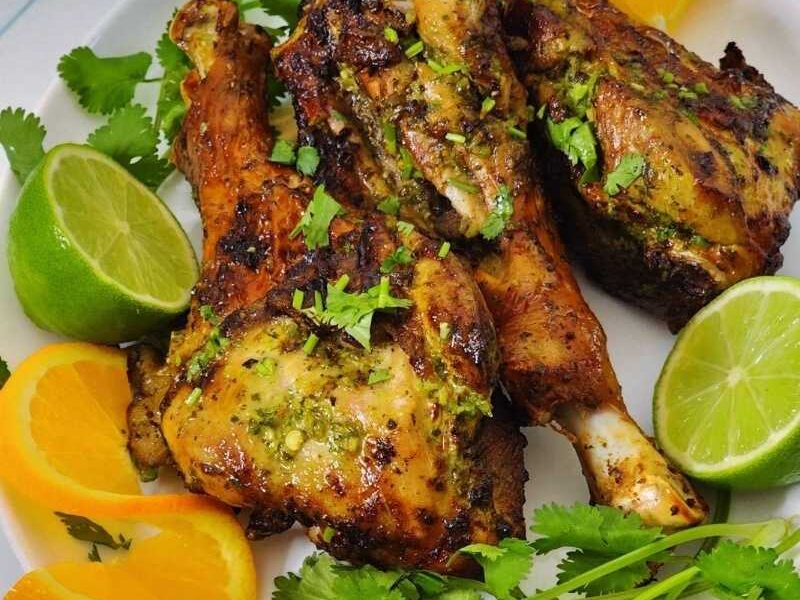 A simple recipe of air fryer turkey drumsticks marinated with cilantro lime marinade is succulent, juicy, and utterly delicious. Full of tart and tangy, savory, and pungent flavors, it’s the perfect way to flavor the turkey meat, bet it whole turkey or parts! These marinated turkey legs make a fantastic main dish for Sunday dinner, Thanksgiving, or Christmas! And with my cilantro lime marinade, they become all the more incredible. #Turkey #Holiday #Thanksgiving #Christmas #Sundaydinners