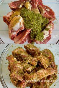 Marinated raw lamb chops