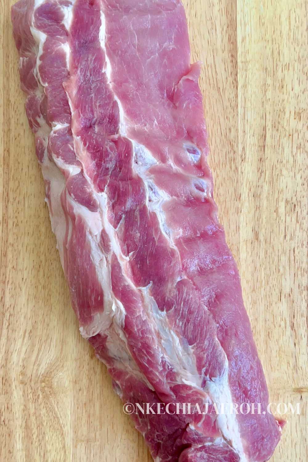 Raw pork rib for cooking in the air fryer