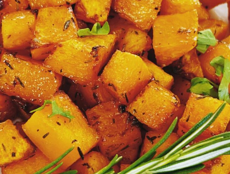 Air fryer roasted maple butternut squash is sweet, savory, and tasty, and it makes a nutritious and mouth-watering side dish for any main! The best thing about this air-fried butternut squash recipe is that it is super easy to make, packed with fall flavors, and you can add it to other dishes! Roasted butternut squash is perfect with salads, bowls, and casseroles.
