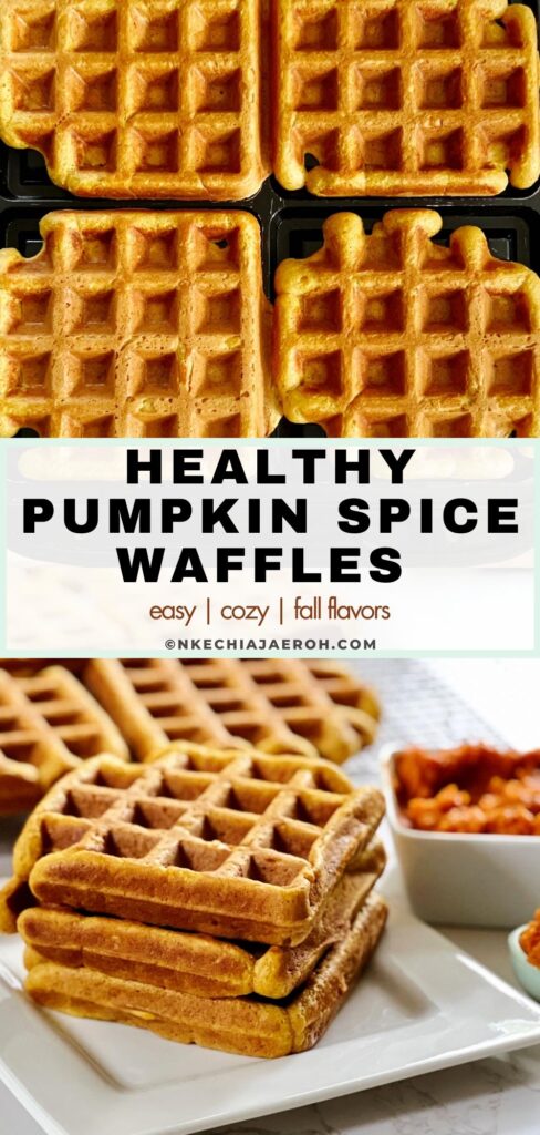 A cozy, warm, inviting pumpkin breakfast, these healthy pumpkin spice waffles check all the boxes. Easy, fluffy, cozy and healthy! This easy recipe of pumpkin spice waffles combines all-purpose flour, almond flour, pumpkin puree, yogurt, pumpkin spices, and the extraordinary New Hampshire maple syrup. To keep it healthier, I chose the original maple syrup instead of sugar in this healthy pumpkin waffle recipe. These pumpkin spice waffles are healthy because they are made with wholesome fall ingredients.