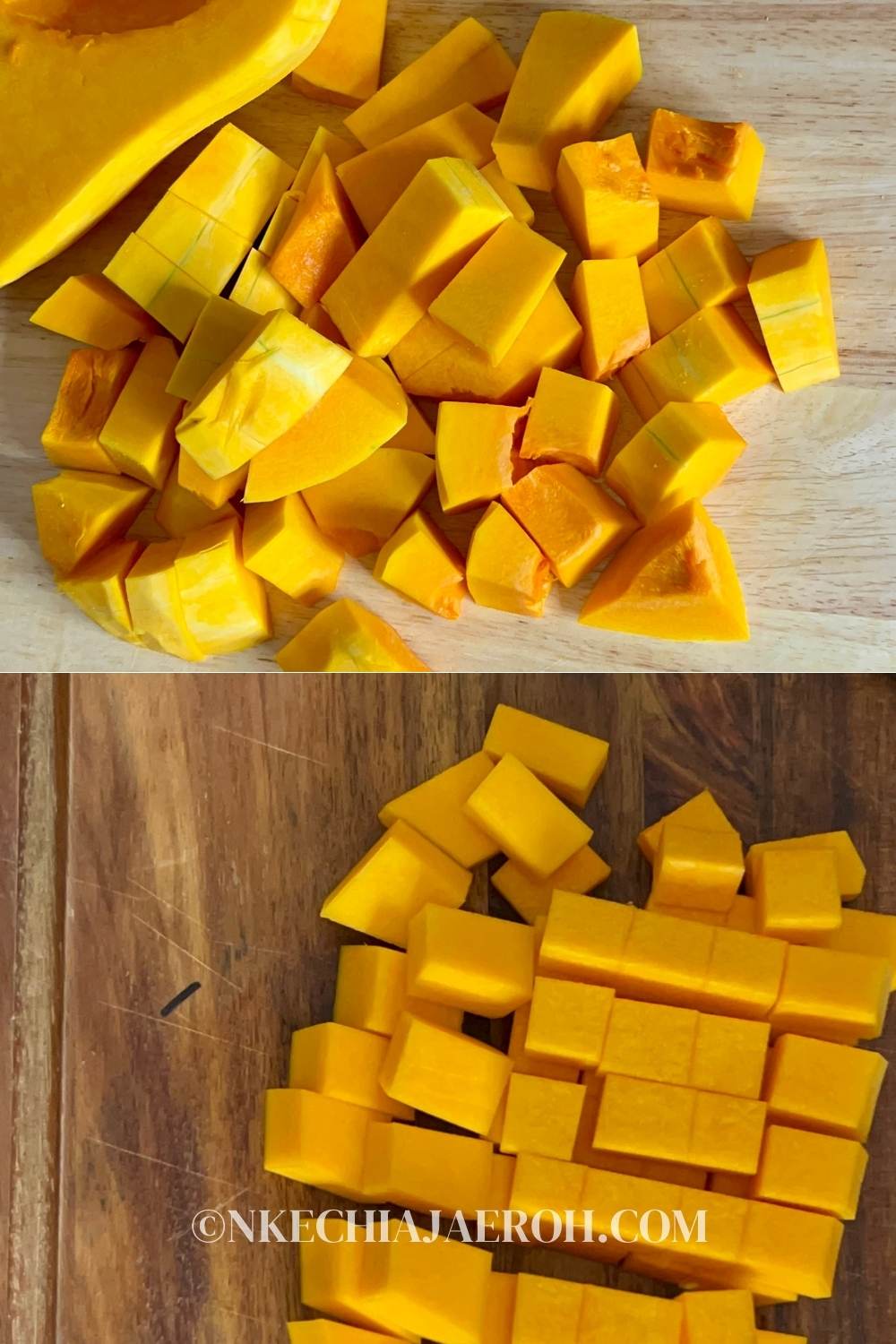 Butternut squash is a kind of winter squash; it is also known as autumn squash. Butternut squash has a hard tan exterior and a yellowish orange inside. It turns deep orange as it ripens. A butternut squash has a sweet, nutty taste. This vegetable is similar to pumpkin both in color and taste. Learn how to peel and cut butternut squash!