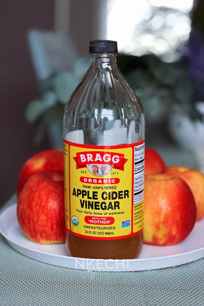 Apple cider vinegar, or ACV, is a type of vinegar made with fermented apples. It differs from other kinds of vinegar. ACV is very pungent, like sour apples with a strong lean of vinegar, and it has several health benefits! Some health benefits of ACV include weight loss, helping to stabilize blood sugar, and having anti-microbial powers. Other uses of apple cider vinegar include cooking, beauty, home, and more!