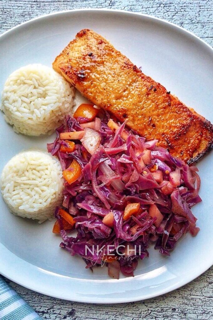 Super easy healthy braised red cabbage with apples and red onions is the best side dish ever! It's savory, sweet, a little sour, tangy, and wonderfully complements every main dish. This recipe is vegan, gluten-free, refined sugar-free, keto – friendly and packed with flavorful herbs and spices. Look no further for a fabulous + tasty, healthy side you need for the holidays especially Thanksgiving and Christmas. Also, it comes together so quickly! #Cabbage #Braisedcabbage #healthysidedish #side