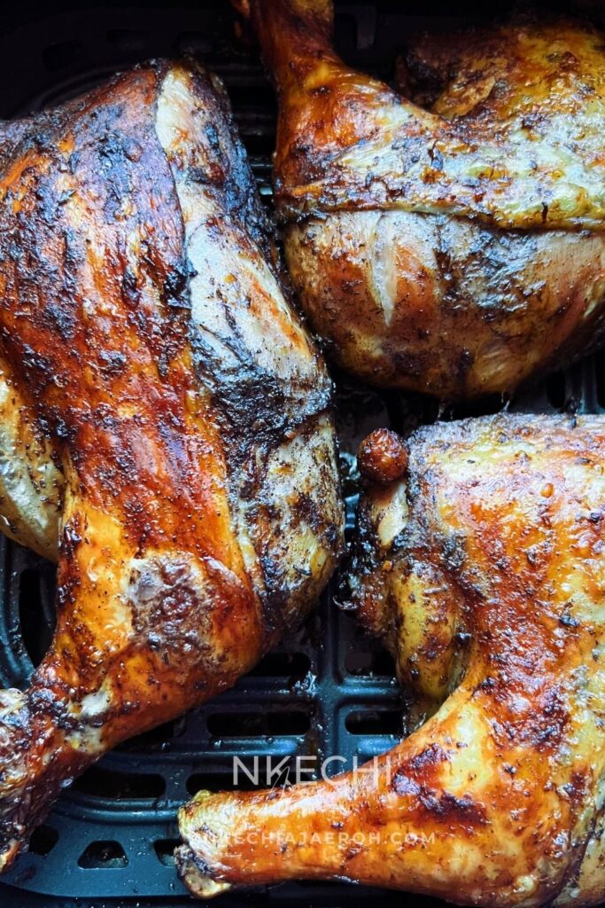 Here is the BEST EVER chicken leg quarters with jerk seasoning! If you are tired of the mid chicken recipes we have out here on the internet, I feel ya. The best-tasting chicken that you will come back to over and over again is here! This super delicious and easy-to-make air fryer chicken quarters recipe is flavorful and finger-licking well! Amazingly, this chicken recipe requires only a few ingredients that you may already have in your pantry!