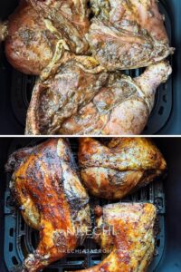 Here is the BEST EVER chicken leg quarters with jerk seasoning! If you are tired of the mid chicken recipes we have out here on the internet, I feel ya. The best-tasting chicken that you will come back to over and over again is here! This super delicious and easy-to-make air fryer chicken quarters recipe is flavorful and finger-licking well! Amazingly, this chicken recipe requires only a few ingredients that you may already have in your pantry! If you don't know, chicken quarters comprise chicken legs (drumsticks) and thighs. You will need the chicken leg quarters with skin on for this recipe.