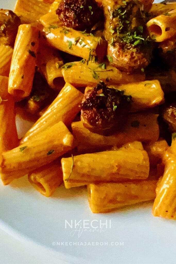 Creamy Hot Italian Sausage Pasta with Rigatoni - Nkechi Ajaeroh