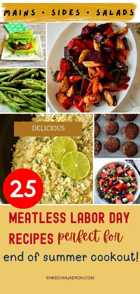 Planning your Labor Day menu? These 25 vegetarian Labor Day recipes have everything you need for the perfect end-of-summer cookout! Find hearty veggie burgers, vegetarian mains, colorful summer salads, easy cookout sides, appetizers, refreshing drinks, and something sweet. Whether you're vegetarian or simply looking for delicious meatless Labor Day food ideas, these easy recipes are perfect for parties, BBQs, potlucks, and family gatherings.
