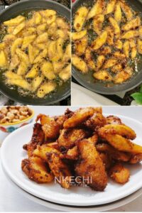 Kelewele or Aloco (Alloco) is a Ghanaian spiced fried plantain recipe. This richly flavored fried snack is very popular in the streets of Ghana and typically pairs with groundnuts (peanuts). The combination of sweet, ripe plantains with fresh herbs and spices such as fresh onions, ginger, and other dry traditional spices makes this dish unique and unforgettable. If you like fried plantains, you will love these Ghanaian spicy fried plantains - kelewele. What does Kelewele (Ghanaian Spicy Fried Plantains) Taste Like? What does Kelewele mean? In English, kelewele means “hot plantain crisps.” It is simply a spicy or spiced fried ripe plantains. These Ghanaian spicy fried plantains are gluten-free, dairy-free, and vegan.