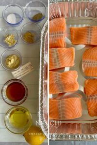 This simple oven-baked buttery honey mustard salmon recipe is first seasoned with the honey mustard sauce and then baked to perfection. These salmon are tasty, flaky, and buttery, and not to mention that they are super easy to make and require no expertise! 