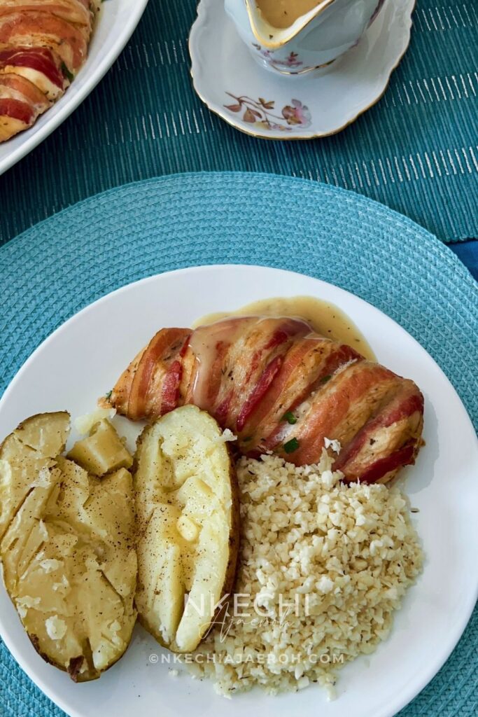 Here is how to make the most delectable oven-baked bacon wrapped chicken breasts recipe without brown sugar. This juicy and nutritious chicken recipe is easy, tasty, and such a crowd-pleaser! Bacon-Wrapped Chicken Breasts is kid-friendly as most kids love everything bacon! The ingredients for oven-baked bacon wrapped chicken breasts are simple. First of all, the chicken is well seasoned and then wrapped with bacon, protecting them from over-drying. In the end, you are left with juicy, tasty chicken breast that you can serve with any side dish.
