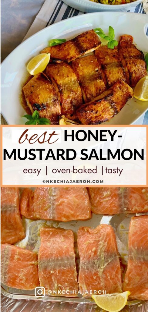 This simple oven-baked buttery honey mustard salmon recipe is first seasoned with the honey mustard sauce and then baked to perfection. These salmon are tasty, flaky, and buttery, and not to mention that they are super easy to make and require no expertise!
I have several salmon recipes on the blog, including air fryer and pan-seared salmon. However, this oven-baked buttery honey mustard salmon is our favorite. The butter, honey, and mustard are used to make this recipe unique. These will be your favorite, too! This oven-baked salmon recipe is ideal for meal prepping and can be versatile and great for special occasions.