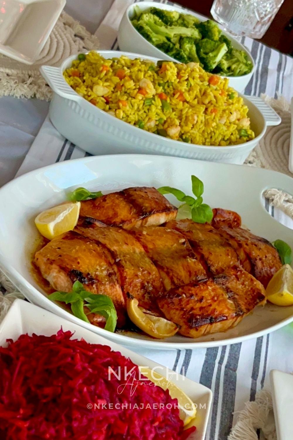 This simple oven-baked buttery honey mustard salmon recipe is first seasoned with the honey mustard sauce and then baked to perfection. These salmon are tasty, flaky, and buttery, and not to mention that they are super easy to make and require no expertise!
I have several salmon recipes on the blog, including air fryer and pan-seared salmon. However, this oven-baked buttery honey mustard salmon is our favorite. The butter, honey, and mustard are used to make this recipe unique. These will be your favorite, too! This oven-baked salmon recipe is ideal for meal prepping and can be versatile and great for special occasions.