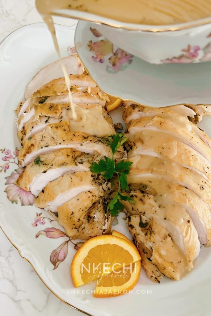 Herb Butter Turkey Breast (Perfect Holiday Recipe) is an Easy and Delicious Option for the Holidays That everyone will enjoy! Looking for an easy, healthier option turkey recipe for the holidays? If you’re like me and already planning your Thanksgiving and Christmas dinner menus, then stay ahead of the curve with my effortless herb butter turkey breast. It’s one of my go-to, most festive turkey recipes for when I’m hosting, and you’re going to love it too! The best part is that it is easy-peasy to make! And yet it’s so moist, tasty, health-ish, and nutritious! Talk about an effortless turkey recipe your entire family will love!