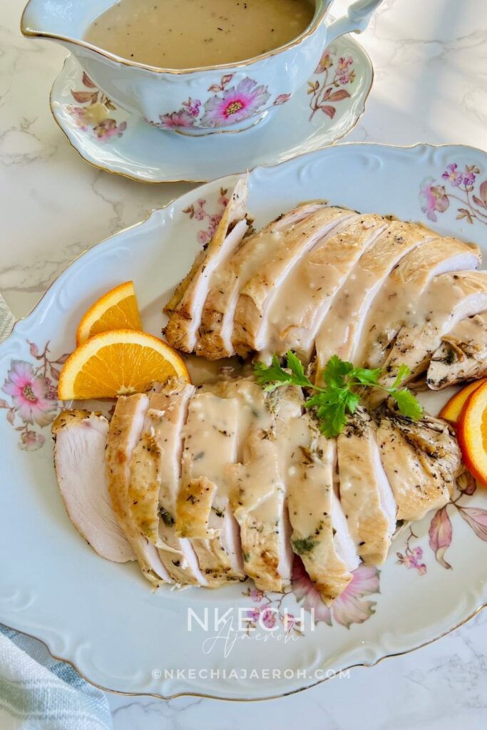 Herb Butter Turkey Breast (Perfect Holiday Recipe) is an Easy and Delicious Option for the Holidays That everyone will enjoy! Looking for an easy, healthier option turkey recipe for the holidays? If you’re like me and already planning your Thanksgiving and Christmas dinner menus, then stay ahead of the curve with my effortless herb butter turkey breast. It’s one of my go-to, most festive turkey recipes for when I’m hosting, and you’re going to love it too! The best part is that it is easy-peasy to make! And yet it’s so moist, tasty, health-ish, and nutritious! Talk about an effortless turkey recipe your entire family will love!