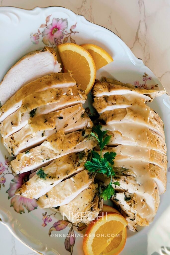 Herb Butter Turkey Breast (Perfect Oven-Roasted Turkey Meat) is an Easy and Delicious Option for the Holidays That everyone will enjoy! Looking for an easy, healthier option turkey recipe for the holidays? If you’re like me and already planning your Thanksgiving and Christmas dinner menus, then stay ahead of the curve with my effortless herb butter turkey breast. It’s one of my go-to, most festive turkey recipes for when I’m hosting, and you’re going to love it too! The best part is that it is easy-peasy to make! And yet it’s so moist, tasty, health-ish, and nutritious! Talk about an effortless turkey recipe your entire family will love!