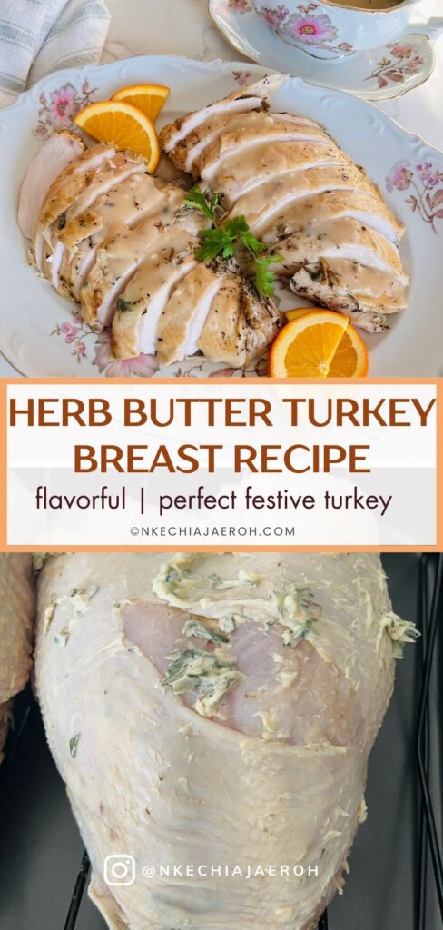 Herb Butter Turkey Breast (Perfect Oven-Roasted Turkey Meat) is an Easy and Delicious Option for the Holidays That everyone will enjoy! Looking for an easy, healthier option turkey recipe for the holidays? If you’re like me and already planning your Thanksgiving and Christmas dinner menus, then stay ahead of the curve with my effortless herb butter turkey breast. It’s one of my go-to, most festive turkey recipes for when I’m hosting, and you’re going to love it too! The best part is that it is easy-peasy to make! And yet it’s so moist, tasty, health-ish, and nutritious! Talk about an effortless turkey recipe your entire family will love!