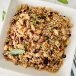 Celebrate the flavors of fall with this healthy Harvest Quinoa Pilaf — a wholesome vegan side dish made with fluffy quinoa, tart cranberries, crisp apples, and crunchy walnuts. It’s cozy, colorful, and bursting with natural sweetness and nutty flavor. Serve it as a nourishing holiday side, a hearty grain bowl, or the perfect make-ahead meal for busy weeks. Simple to make, full of texture, and beautiful on the table — this quinoa pilaf is fall comfort done right. This recipe makes for a healthy Thanksgiving, Friendsgiving, or cozy weeknight dinners.