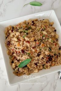 Celebrate the flavors of fall with this healthy Harvest Quinoa Pilaf — a wholesome vegan side dish made with fluffy quinoa, tart cranberries, crisp apples, and crunchy walnuts. It’s cozy, colorful, and bursting with natural sweetness and nutty flavor. Serve it as a nourishing holiday side, a hearty grain bowl, or the perfect make-ahead meal for busy weeks. Simple to make, full of texture, and beautiful on the table — this quinoa pilaf is fall comfort done right. This recipe makes for a healthy Thanksgiving, Friendsgiving, or cozy weeknight dinners.