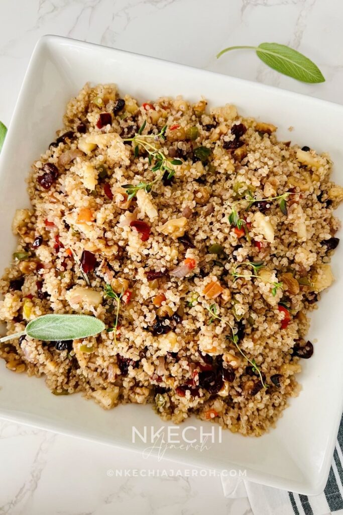 This Harvest Quinoa Pilaf with Cranberries, Apples, and Walnuts is the perfect reminder that healthy can be hearty, flavorful, and full of joy. It’s a dish that brings warmth to your table and nourishment to your body — whether you’re celebrating Thanksgiving, hosting Friendsgiving, or simply cooking a cozy weeknight dinner.