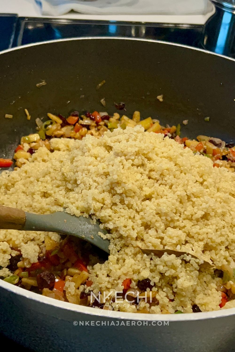 Celebrate the flavors of fall with this Harvest Quinoa Pilaf — a wholesome vegan side dish made with fluffy quinoa, tart cranberries, crisp apples, and crunchy walnuts. It’s cozy, colorful, and bursting with natural sweetness and nutty flavor. Serve it as a nourishing holiday side, a hearty grain bowl, or the perfect make-ahead meal for busy weeks. Simple to make, full of texture, and beautiful on the table — this quinoa pilaf is fall comfort done right. 🍁