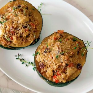 Easy Quinoa Stuffed Acorn Squash (Vegetarian & Gluten-Free)