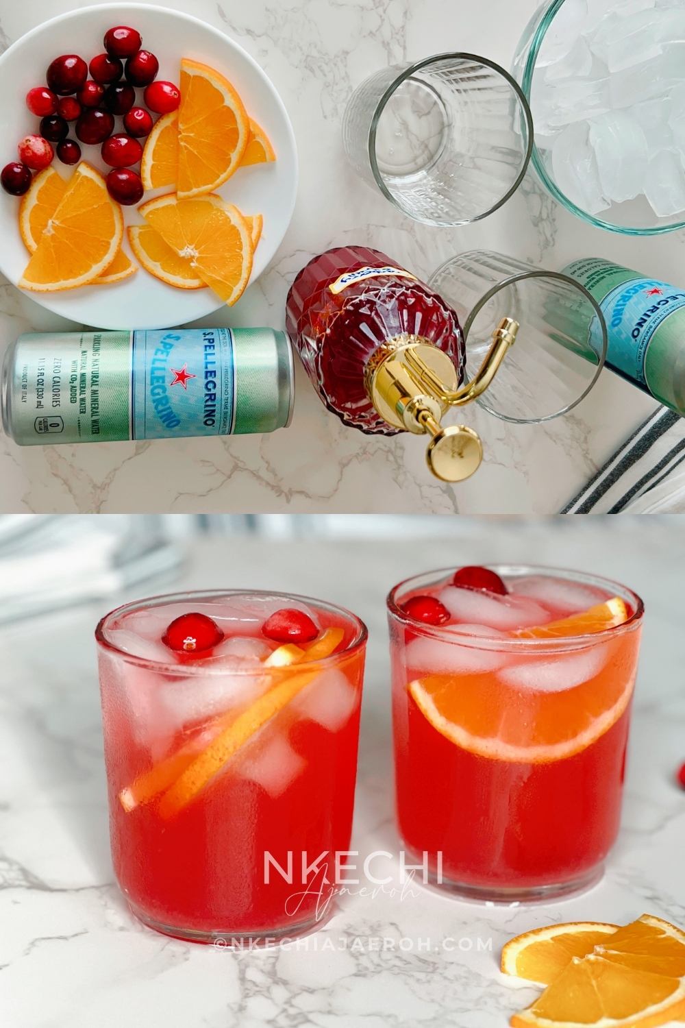 This Cranberry Citrus Sparkler is a refreshing, healthy holiday mocktail lightly sweetened with homemade sugar-free cranberry syrup. Made with real fresh cranberries, citrus, and sparkling water, it’s festive enough for Thanksgiving, Christmas, or any special celebration. It’s also perfect for everyday family dinners, making it a drink everyone can enjoy. A sparkling, antioxidant-rich holiday mocktail made with fresh cranberry syrup, citrus, and bubbly water — light, festive, and family-friendly.