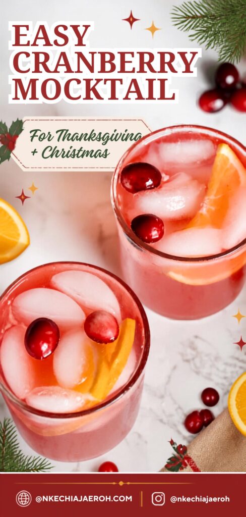 This Cranberry Citrus Sparkler is a refreshing, healthy holiday mocktail lightly sweetened with homemade sugar-free cranberry syrup. Made with real fresh cranberries, citrus, and sparkling water, it’s festive enough for Thanksgiving, Christmas, or any special celebration. It’s also perfect for everyday family dinners, making it a drink everyone can enjoy. A sparkling, antioxidant-rich holiday mocktail made with fresh cranberry syrup, citrus, and bubbly water — light, festive, and family-friendly.