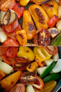 Place a large pan on the stove over medium-high heat and add about 1 tablespoon of oil. Add the vegetables to the pan. The goal is to smoke and slightly char them, not burn them. Make sure to turn occasionally to cook all sides. Also, reduce heat if needed and avoid overcrowding (work in batches if necessary) Tip: You can also roast these in the oven, but the stovetop gives better control and deeper flavor.