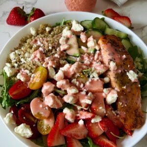 Salmon Strawberry Quinoa Salad (A CAVA-Inspired Bowl)