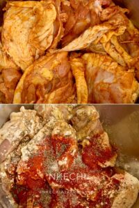Place the chicken into a large bowl. Add the paprika, onion powder, garlic powder, thyme, Knorr bouillon powder, African bird's eye pepper, and salt. Use clean hands or wear disposable gloves to coat every piece evenly.