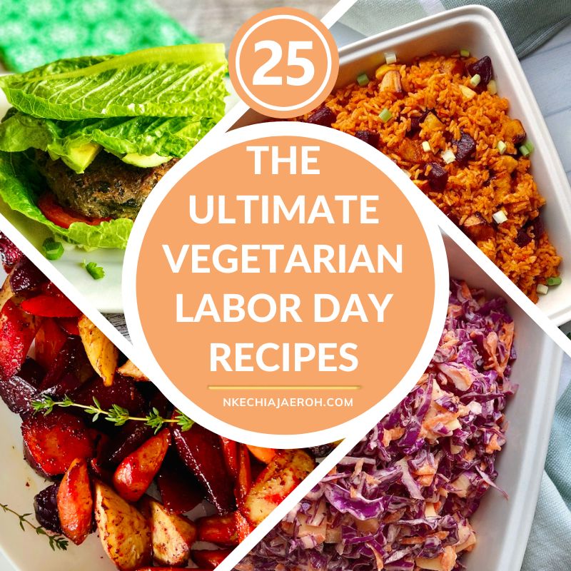 Planning your Labor Day menu? These 25 vegetarian Labor Day recipes have everything you need for the perfect end-of-summer cookout! Find hearty veggie burgers, vegetarian mains, colorful summer salads, easy cookout sides, appetizers, refreshing drinks, and something sweet. Whether you're vegetarian or simply looking for delicious meatless Labor Day food ideas, these easy recipes are perfect for parties, BBQs, potlucks, and family gatherings. Cookout spread hosting table Memorial Day. Labor Day.