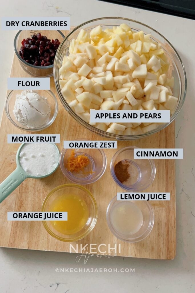 This recipe uses simple ingredients, but together they make one seriously delicious fruit dessert. The apples and pears create the juicy base, cranberries bring a little tartness and chewiness, fresh citrus brightens everything up, and cinnamon and nutmeg add that warm, cozy flavor. Then we cover it all with a buttery brown sugar and oat crumble.