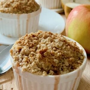 Individual Apple Pear Crisp with Dried Cranberries + Oat Topping