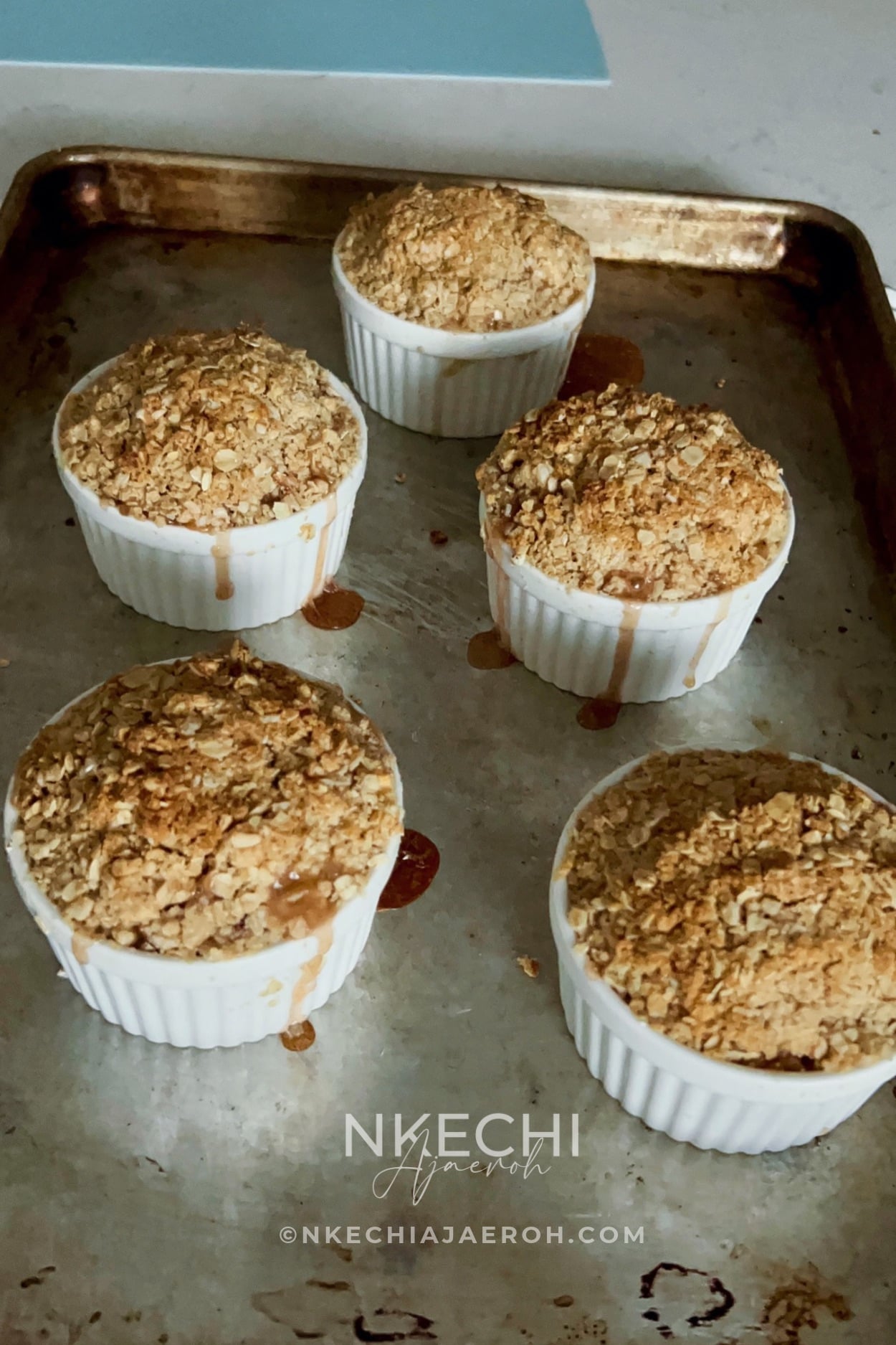 This easy Individual Apple Pear Crisp with Cranberries combines juicy pears, crisp apples, dried cranberries, citrus, and warm spices under a buttery oat topping. Baked in individual ramekins, this cozy fall and winter dessert is perfect for family dinners, Thanksgiving, Christmas, and holiday entertaining!