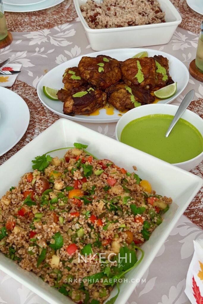 Looking for an easy, colorful Mediterranean Bulgur Salad? This delicious bulgur wheat salad combines nutty red bulgur, crisp vegetables, sweet apples, fresh parsley, and a zesty lemon date dressing with a touch of date syrup. Naturally dairy-free and made without feta, it's perfect for healthy meal prep, weekday lunches, family dinners, or serving alongside chicken, salmon, or lamb. A fresh, nourishing Mediterranean grain salad that's easy to customize with your favorite vegetables. Save this recipe for later! 